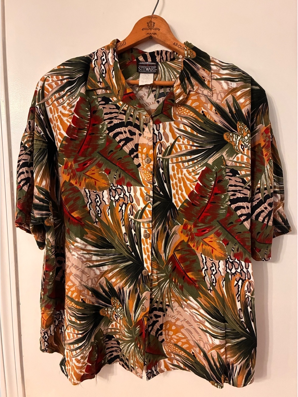 Vintage 90s Cybil Stewart Tropical Rayon Shirt Women’s Size 22